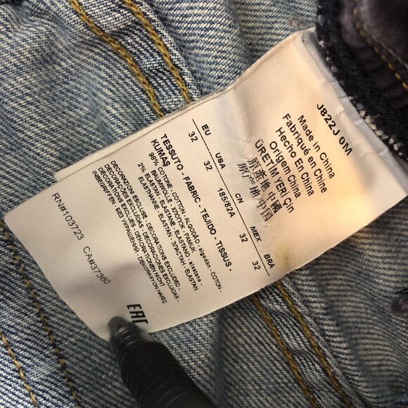 Armani J31 Jeans Mens 32x32 Blue Stretch Logo Emblem Straight Regular Fit Denim - Picture 5 of 15